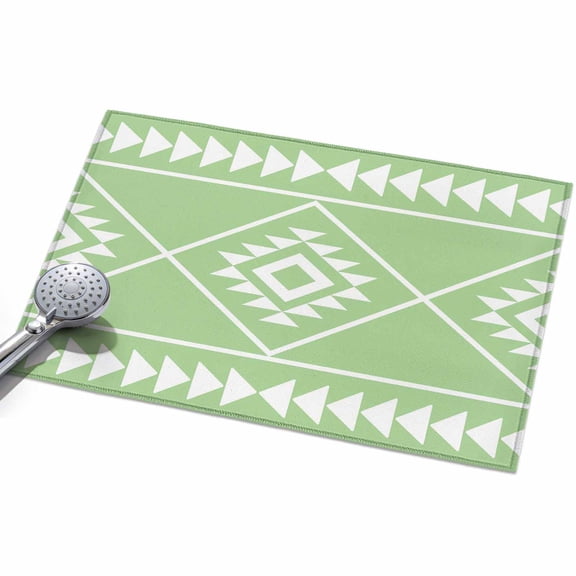 2x3 Washable Area Rugs,Modern Green White Geometric Art Non-Slip Ultra Soft Rug Large Indoor Carpet,Ethnic Tribal Triangle Floor Rugs for Home Living Room Bedroom Dining Room Office