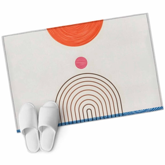 2x3 Washable Area Rugs,Modern Orange Semicircle Geometric Stripe Non-Slip Soft Rug Indoor Carpet,Floor Rugs for Living Room Bedroom