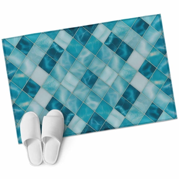 2x3 Washable Area Rugs,Modern Teal Blue Diamond Non-Slip Soft Rug Indoor Carpet,Floor Rugs for Living Room Bedroom