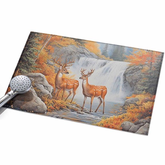 2x3 Washable Area Rugs,Natural Forest Waterfall Antlers Non-Slip Ultra Soft Rug Large Indoor Carpet,Watercolor River Tree Rock Floor Rugs for Home Living Room Bedroom Dining Room Office