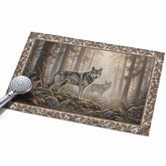 2x3 Washable Area Rugs,Natural Wild Wolf Forest Scenery Non-Slip Ultra Soft Rug Large Indoor Carpet,Animal Botanical Tree Plant Floor Rugs for Home Living Room Bedroom Dining Room Office