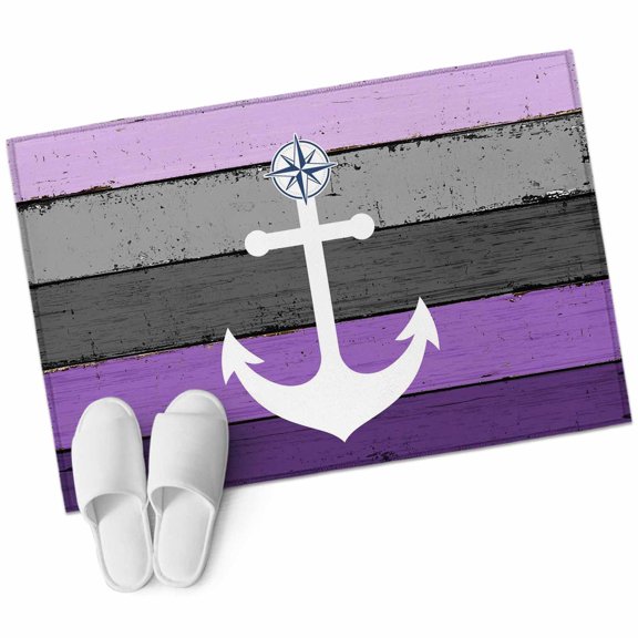 2x3 Washable Area Rugs,Nautical Anchor Compass Purple Gradient Non-Slip Soft Rug Indoor Carpet,Floor Rugs for Living Room Bedroom