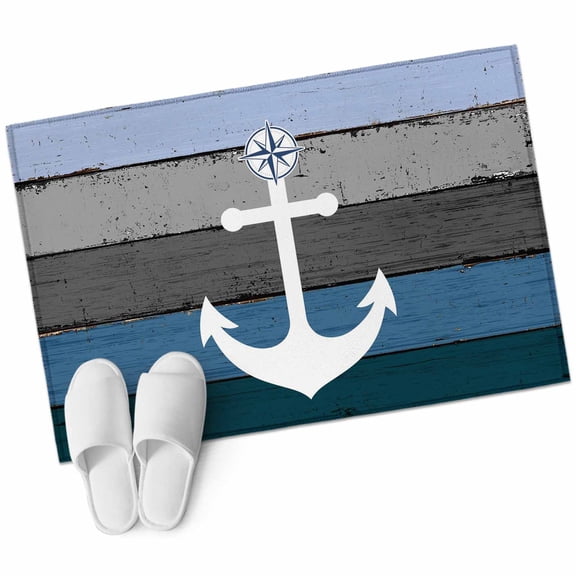 2x3 Washable Area Rugs,Nautical Anchor Ocean Theme Non-Slip Soft Rug Indoor Carpet,Floor Rugs for Living Room Bedroom