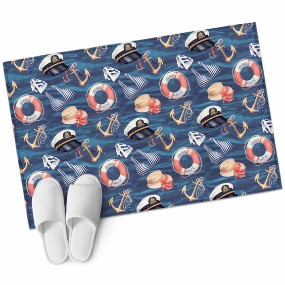 2x3 Washable Area Rugs,Nautical Anchor Swimsuit Navy Cap Seamless Non-Slip Soft Rug Indoor Carpet,Floor Rugs for Living Room Bedroom