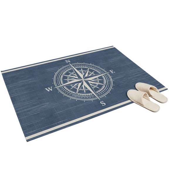 2x3 Washable Area Rugs,Nautical Compass on Blue Non-Slip Ultra Soft Rug Large Indoor Carpet,Vintage Ocean Theme Floor Rugs for Home Living Room Bedroom Dining Room Office