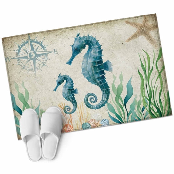 2x3 Washable Area Rugs,Ocean Marine Life Seahorse Non-Slip Soft Rug ...