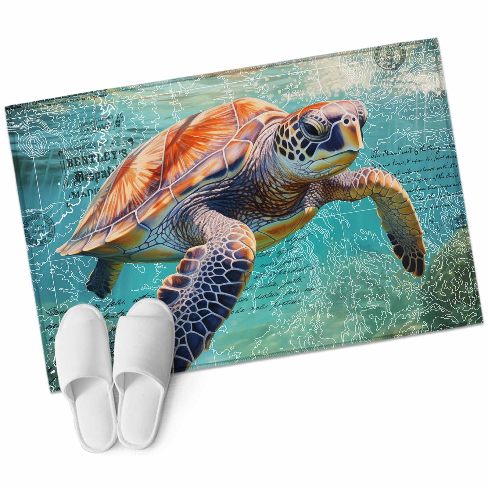 Tui Rugs 2x3 Washable Area Rugs,Ocean Sea Turtle Teal Sea Water Non-Slip Soft ...