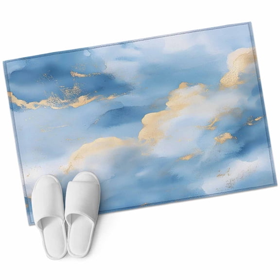 2x3 Washable Area Rugs,Ombre Blue Cloud Marble Texture Non-Slip Soft Rug Indoor Carpet,Floor Rugs for Living Room Bedroom