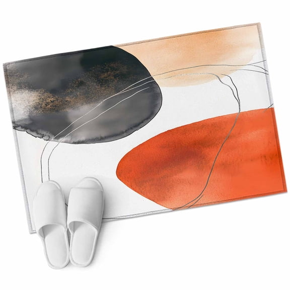 2x3 Washable Area Rugs,Orange Color Block Abstract Geometric Non-Slip Soft Rug Indoor Carpet,Floor Rugs for Living Room Bedroom