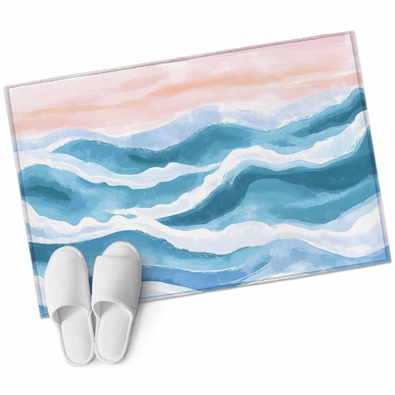 2x3 Washable Area Rugs,Pink Blue Gradient Ocean Wave Non-Slip Soft Rug Indoor Carpet,Floor Rugs for Living Room Bedroom