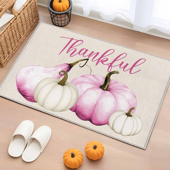 2x3 Washable Area Rugs,Pink Pumpkin Autumn Thanksgiving Non-Slip Soft ...