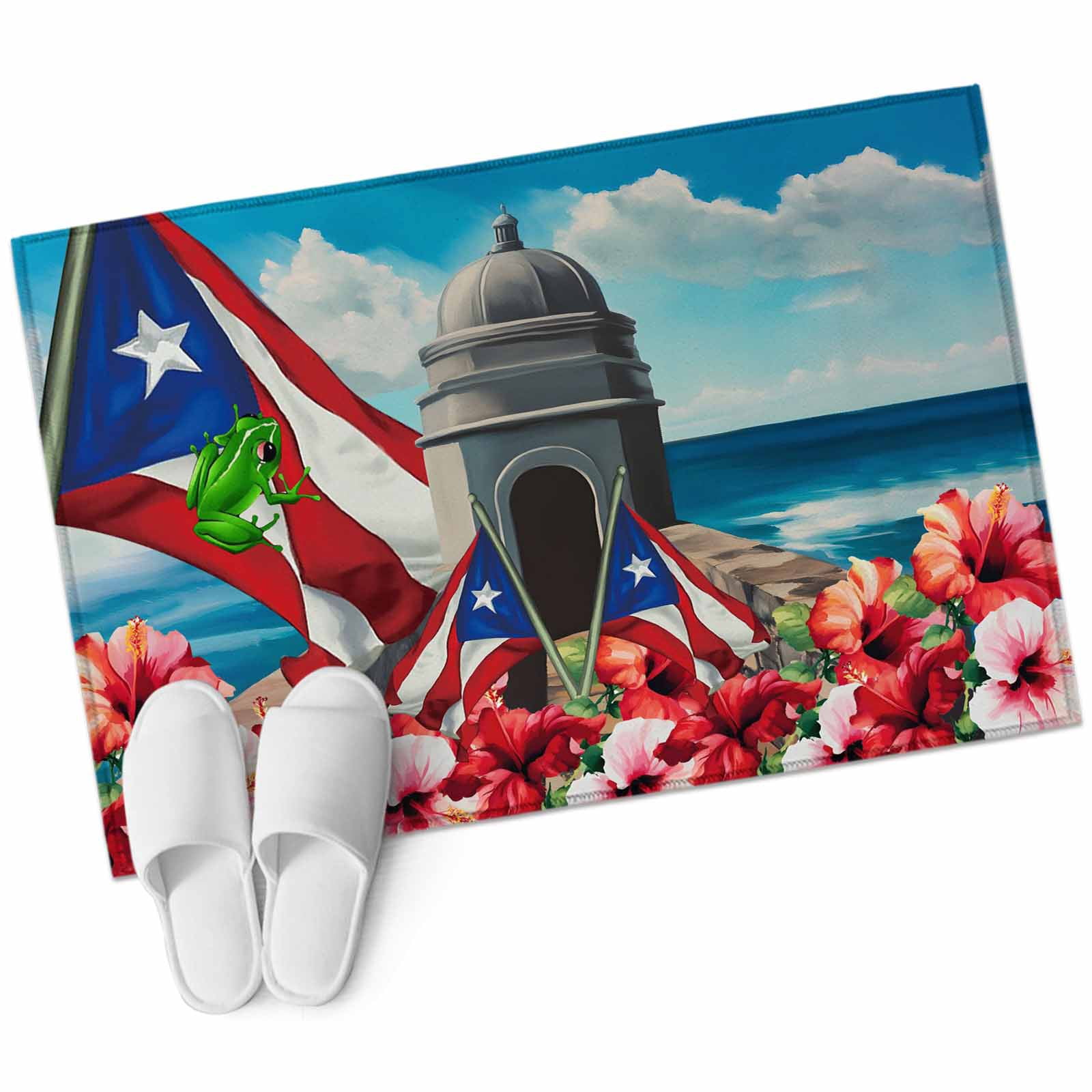 Puerto Rico Rug 2x3 Washable Area Rugs,Puerto Rico Flag Hibiscus Flower Non-Slip Soft ...