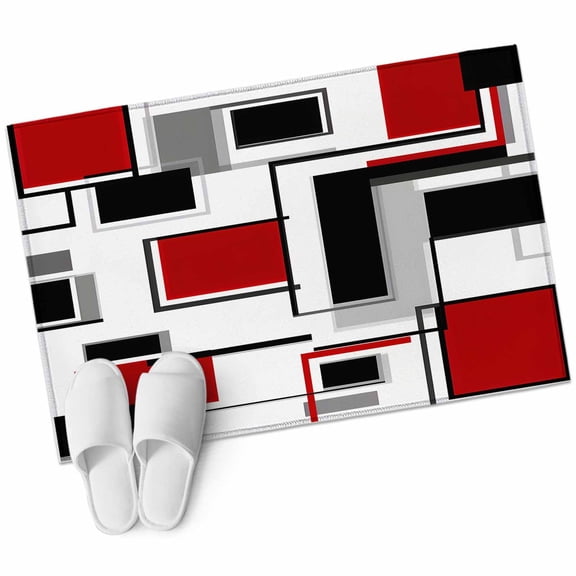 2x3 Washable Area Rugs,Red Geometric Abstract Color Block Non-Slip Soft Rug Indoor Carpet,Floor Rugs for Living Room Bedroom