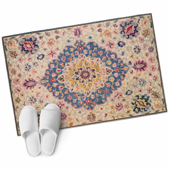 2x3 Washable Area Rugs,Retro Turkish Tradition Flower Non-Slip Soft Rug Indoor Carpet,Floor Rugs for Living Room Bedroom