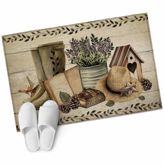 2x3 Washable Area Rugs,Rustic Retro Book Boot Cap Non-Slip Soft Rug Indoor Carpet,Floor Rugs for Living Room Bedroom