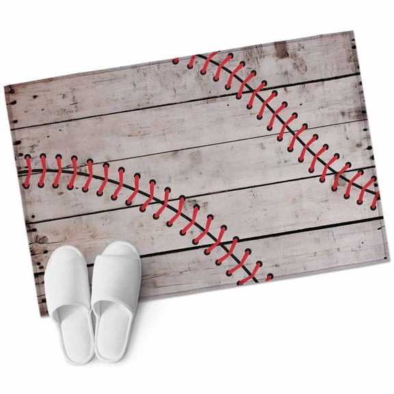 2x3 Washable Area Rugs,Sports Baseball Texture Red Lines Non-Slip Soft Rug Indoor Carpet,Floor Rugs for Living Room Bedroom