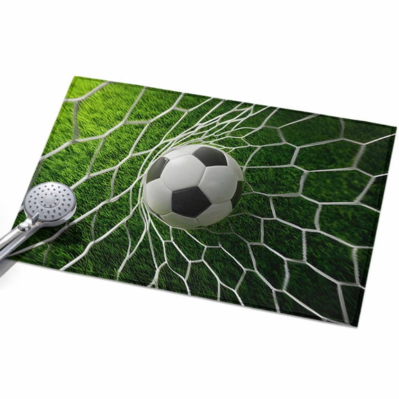 2x3 Washable Area Rugs,Sports Soccer Ball Non-Slip Ultra Soft Rug Large Indoor Carpet,Goal Net Green Grass Floor Rugs for Home Living Room Bedroom Dining Room Office