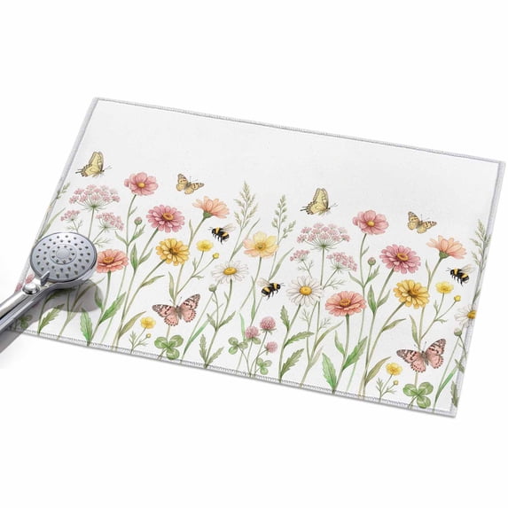2x3 Washable Area Rugs,Spring Pink Yellow Flowers Wildflowers Non-Slip ...