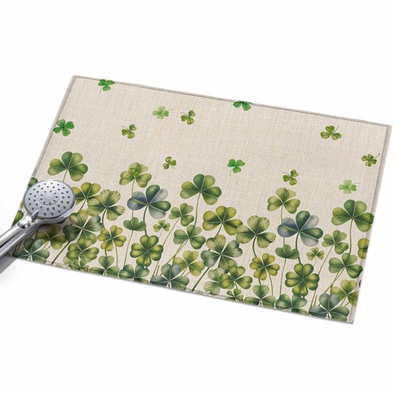 2x3 Washable Area Rugs,St. Patrick's Day Shamrock Retro Linen Non-Slip Ultra Soft Rug Large Indoor Carpet,Country Plant Floor Rugs for Home Living Room Bedroom Dining Room Office