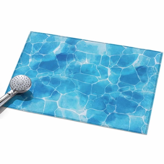 2x3 Washable Area Rugs,Summer Coastal Deep Blue Ripples Non-Slip Ultra ...