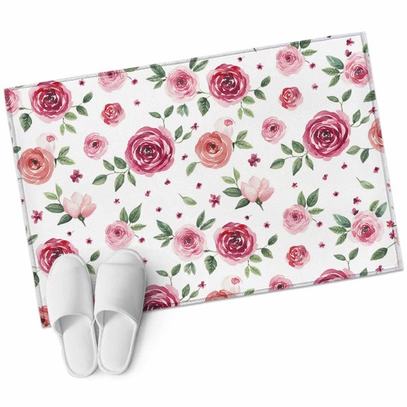 2x3 Washable Area Rugs,Summer Pink Rose Flower Floral Non-Slip Soft Rug Indoor Carpet,Floor Rugs for Living Room Bedroom