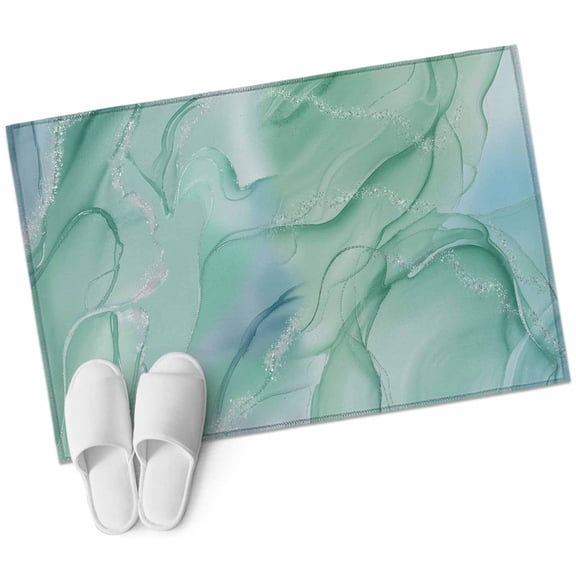 2x3 Washable Area Rugs,Teal Abstract Marble Texture Non-Slip Soft Rug Indoor Carpet,Floor Rugs for Living Room Bedroom