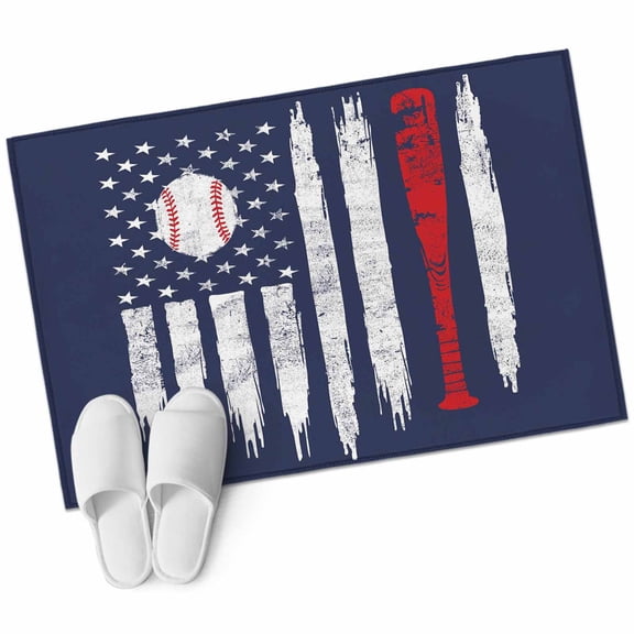2x3 Washable Area Rugs,Vintage Navy Blue Baseball Non-Slip Soft Rug Indoor Carpet,Floor Rugs for Living Room Bedroom