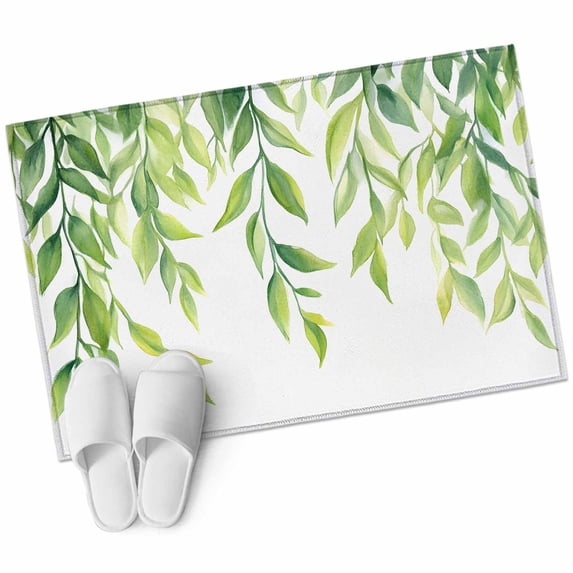 2x3 Washable Area Rugs,Watercolor Green Leaf Non-Slip Soft Rug Indoor Carpet,Floor Rugs for Living Room Bedroom