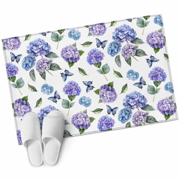2x3 Washable Area Rugs,Watercolor Pastoral Purple Hydrangea Non-Slip Soft Rug Indoor Carpet,Floor Rugs for Living Room Bedroom