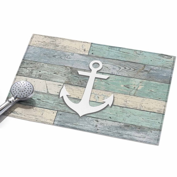 2x3 Washable Area Rugs,White Nautical Anchor Non-Slip Ultra Soft Rug Large Indoor Carpet,Retro Wood Board Background Floor Rugs for Home Living Room Bedroom Dining Room Office