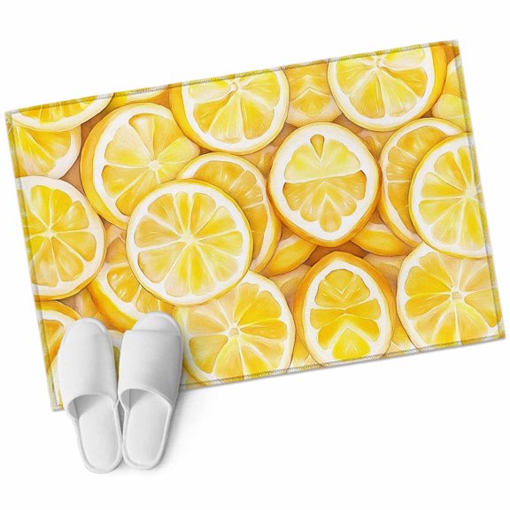 2x3 Washable Area Rugs,Yellow Lemon Slice Watercolor Non-Slip Soft Rug Indoor Carpet,Floor Rugs for Living Room Bedroom