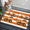 thumbnail image 1 of 2x3 Washable Entryway Rug, Cartoon Engineering Non-Slip Area Rug for Front Door Kitchen Bathroom, Dig Hooks Carloading Excavator Orange Stripes Indoor Floor Mat for Home Decor, 1 of 9
