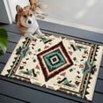 thumbnail image 1 of 2x3 Washable Entryway Rug, Ethnic Style Pattern Non-Slip Area Rug for Front Door Kitchen Bathroom, Retro Abstract Green Brown Weaving Art Indoor Floor Mat for Home Decor, 1 of 9