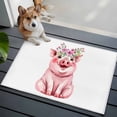 thumbnail image 1 of 2x3 Washable Entryway Rug, Farm Pink Pig Non-Slip Area Rug for Front Door Kitchen Bathroom, Cute Animals Wearing Garlands Simple Art Indoor Floor Mat for Home Decor, 1 of 9