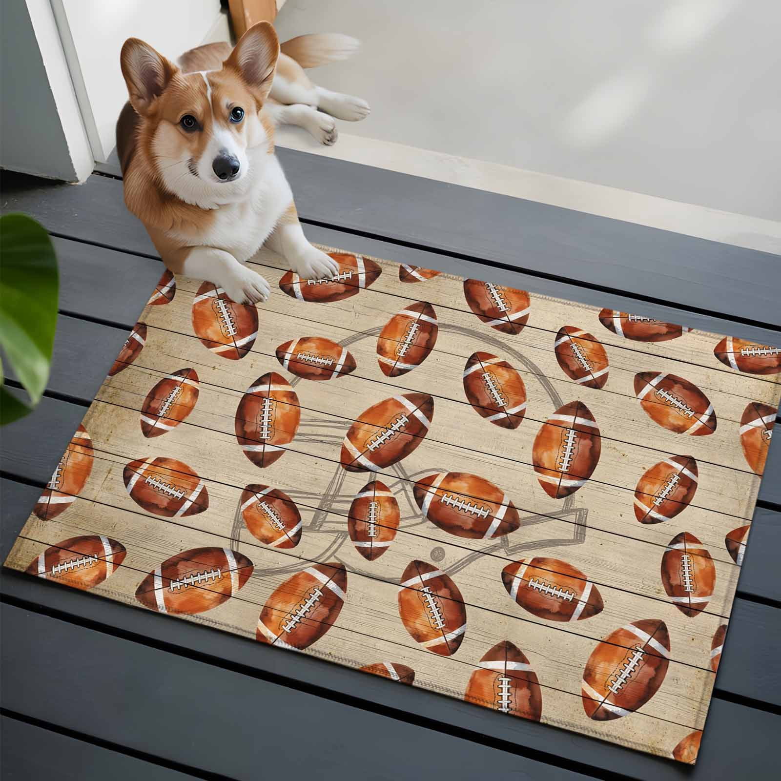 Bath Rugby Rug 2x3 Washable Entryway Rug, Rugby Balls Non-Slip Area Rug for Front Door ...