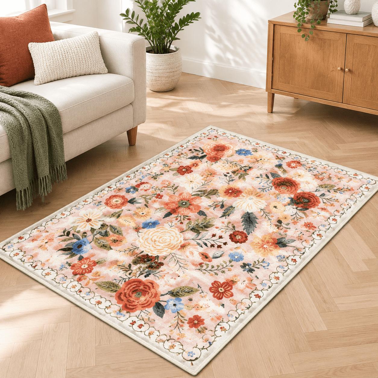 2x3 Washable Small Area Rug Beige Boho Flnon-slip Entryway Door Mat ...