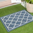 thumbnail image 1 of 2x3 Water Resistant, Small Indoor Outdoor Rugs for Patios, Front Door Entry, Entryway, Deck, Porch, Balcony | Outside Area Rug for Patio | Blue, Geometric | Size: 2' x 3', 1 of 8