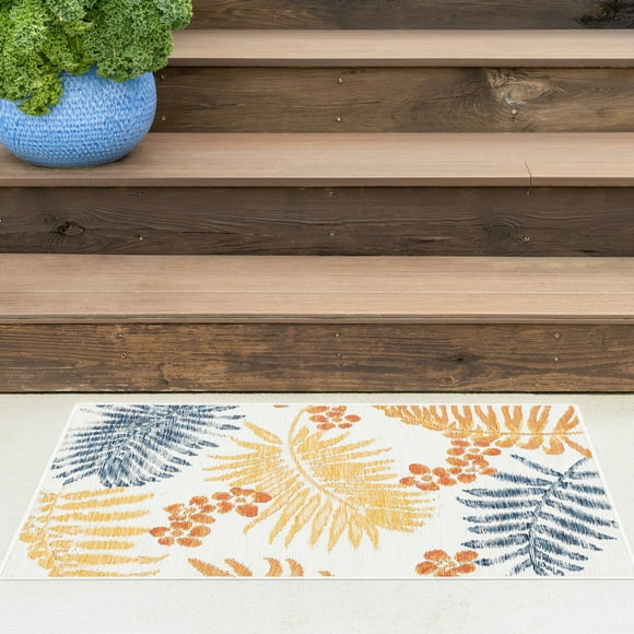 2x3 Water Resistant, Small Indoor Outdoor Rugs for Patios, Front Door Entry, Entryway, Deck, Porch, Balcony | Outside Area Rug for Patio | Multi-Color, Floral | Size: 2' x 3'