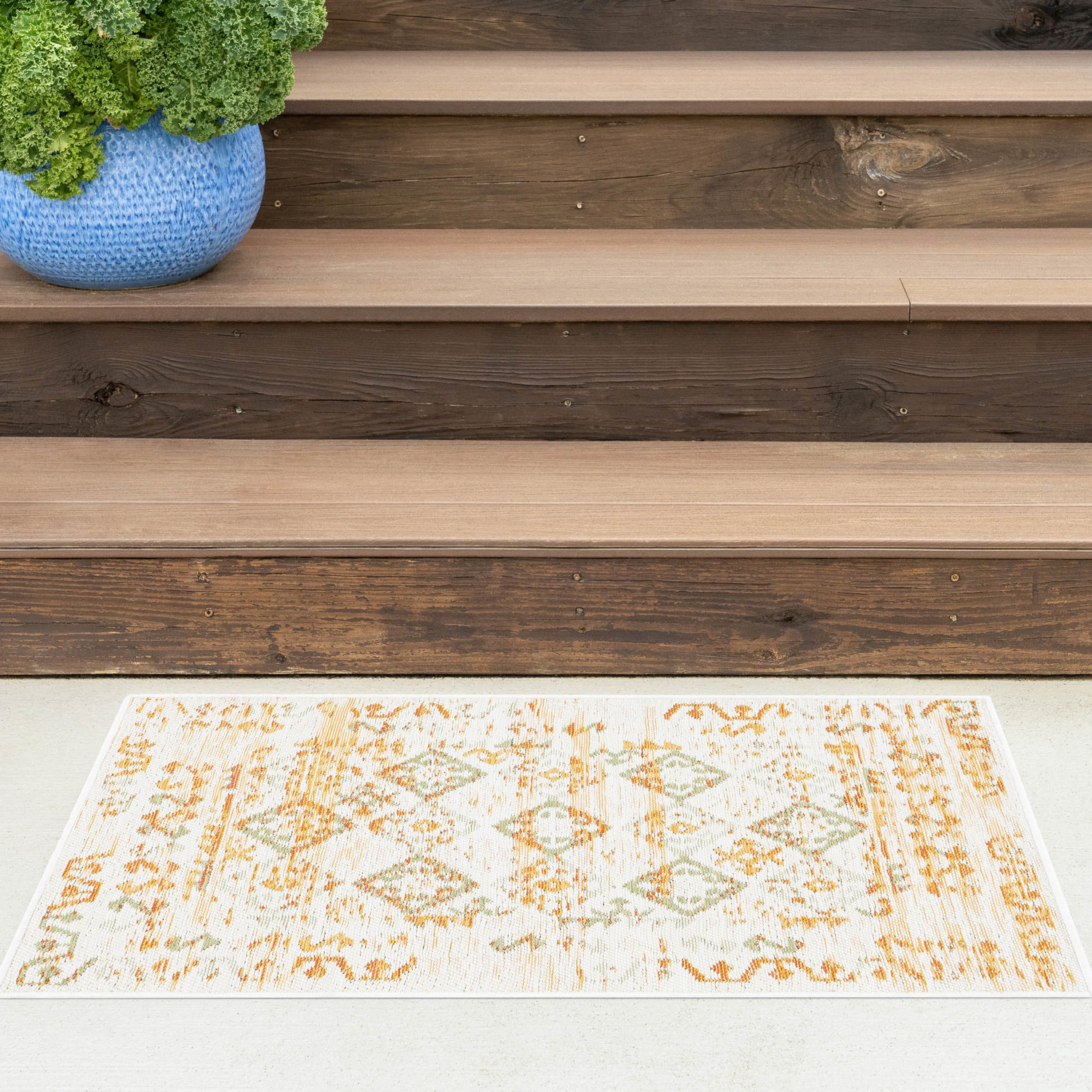 Bliss Rugs Moroccan Indoor Outdoor Rug Low-Profile Reversible Floor Mat ...