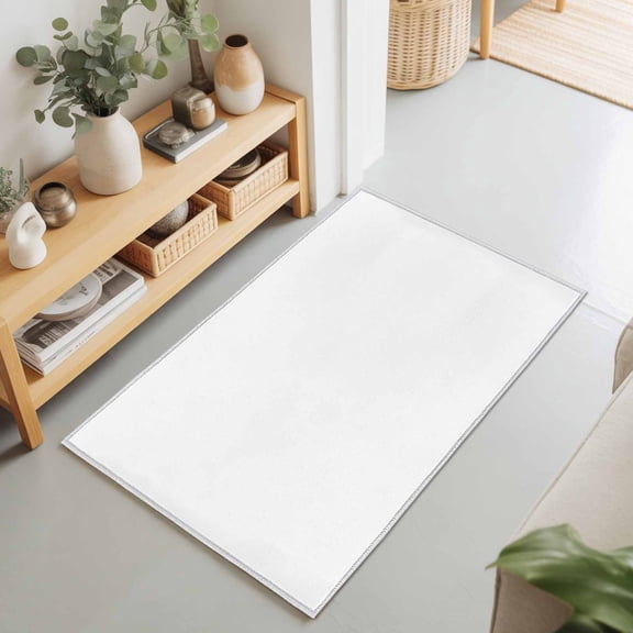 2x3 White Small Area Rug for Entryway, Washable Non Slip Low Pile Soft Indoor Rug for Kitchen Bathroom Bedside, Solid Color White Accent Rug