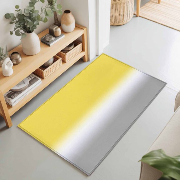 2x3 Yellow and Grey Ombre Small Area Rug for Entryway, Washable Non Slip Low Pile Soft Indoor Rug for Kitchen Bathroom Bedside, Gradient Gradual Color Accent Rug