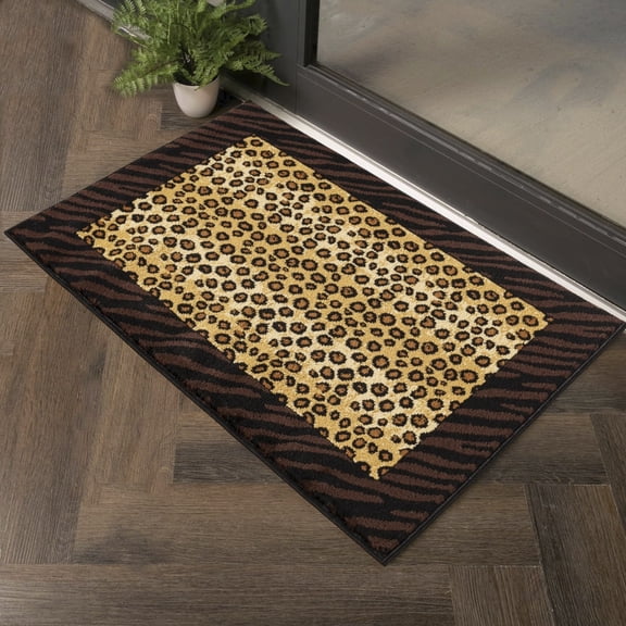 2x3 ft Animal Print Area Rug,Leopard Floor Mat,Soft Modern Entryway Door Carpet