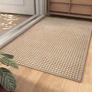 QiCaiJia 2x3 ft Brown Boho Kitchen Runner Rugs Mat Non Slip Woven Runners for Hallways Washable, Soft Long Entryway Laundry Hall Floor Runner Carpet for Indoor 