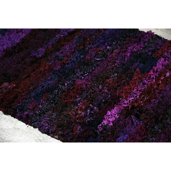 2x3 ft Purple Shag Rug for Living Room Indoor Non-Slip Eco-friendly Handwoven Cotton & Polyster Chindi Area Rug (24''x 36'') by MystiqueDecors