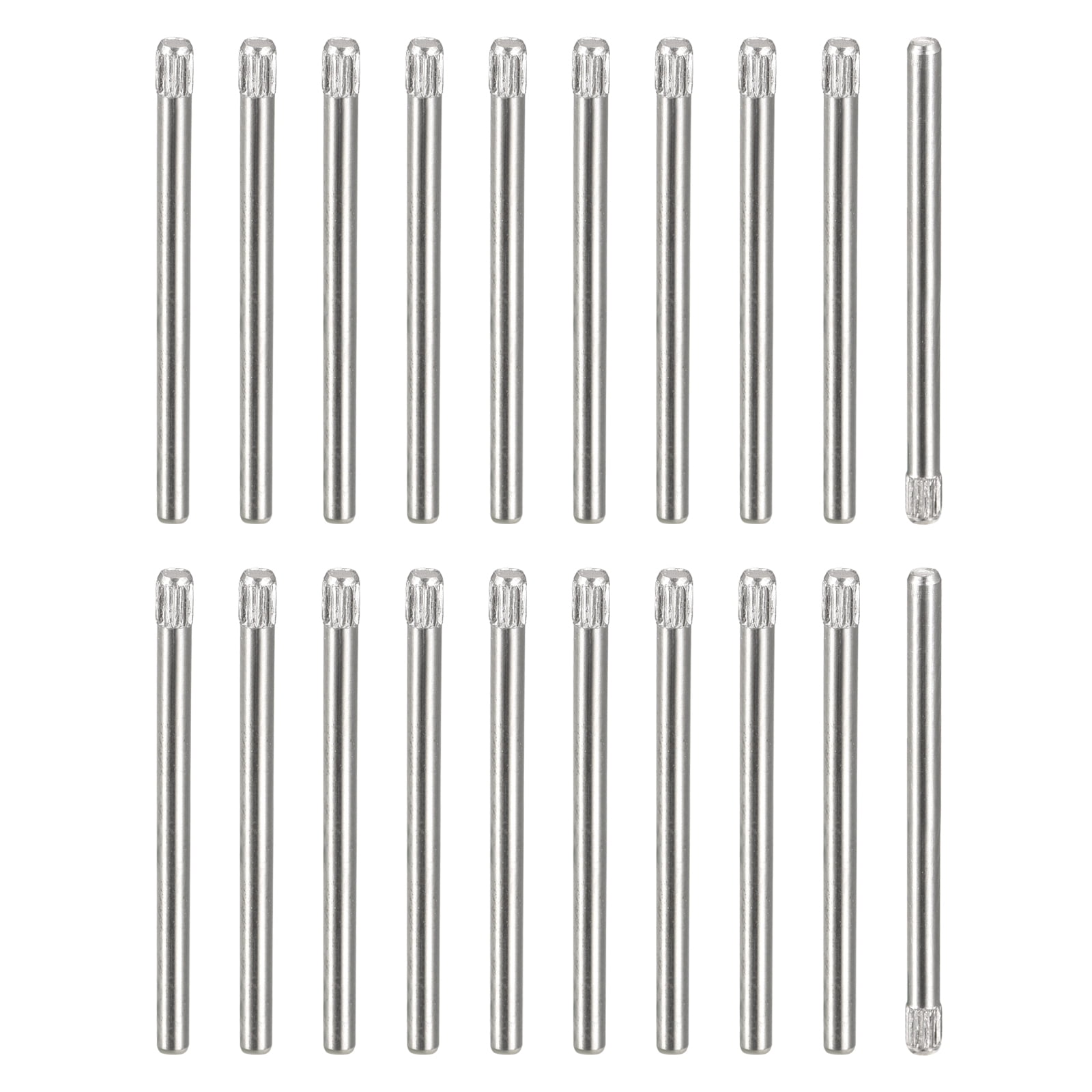 2x30mm 304 Stainless Steel Dowel Pins, 20 Pack Knurled Head Flat End