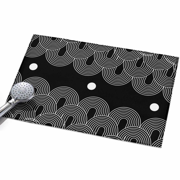 2x3ft Area Rug,Abstract Lines Art Black and White Washable Large Rugs Soft Non-Slip Floor Rug Geometric Arch Circle Non-Shedding Indoor Carpets for Living Room Bedroom Home Office Nursery