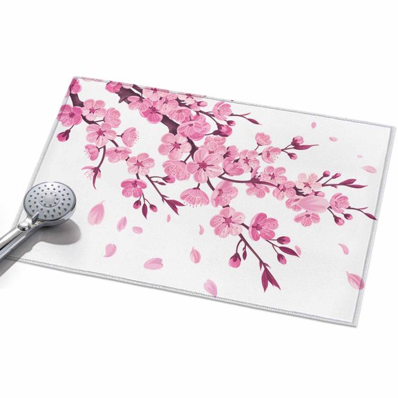 2x3ft Area Rug,Abstract Pink Cherry Blossom Flower on White Washable Large Rugs Soft Non-Slip Floor Rug Floral Non-Shedding Indoor Carpets for Living Room Bedroom Home Office Nursery