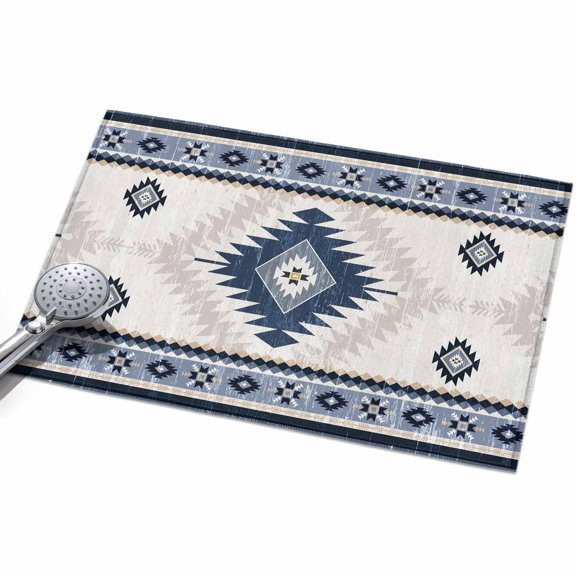 2x3ft Area Rug,Aztec Blue Geometric Abstract Washable Large Rugs Soft Non-Slip Floor Rug Retro Ethnic Southwest Style Non-Shedding Indoor Carpets for Living Room Bedroom Home Office Nursery