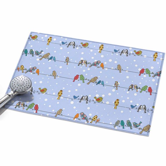 2x3ft Area Rug,Birds Sparrows on Cables Washable Large Rugs Soft Non-Slip Floor Rug White Snow Points Non-Shedding Indoor Carpets for Living Room Bedroom Home Office Nursery