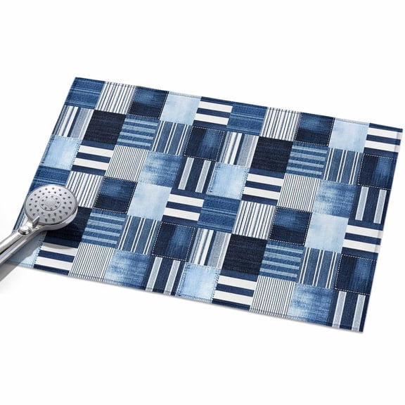 2x3ft Area Rug,Blue Stripe Plaid Gingham Check Washable Large Rugs Soft Non-Slip Floor Rug Abstract Geometric Non-Shedding Indoor Carpets for Living Room Bedroom Home Office Nursery